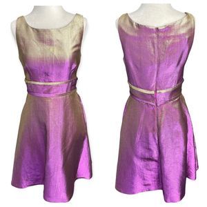 Rare Vintage Cynthia Rowley 90s Sleeveless Purple Gold Metallic Dress